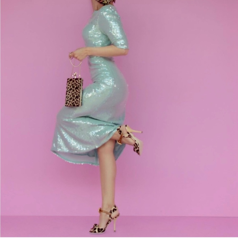 Veronica Beard Sequin Midi Dress in Seafoam